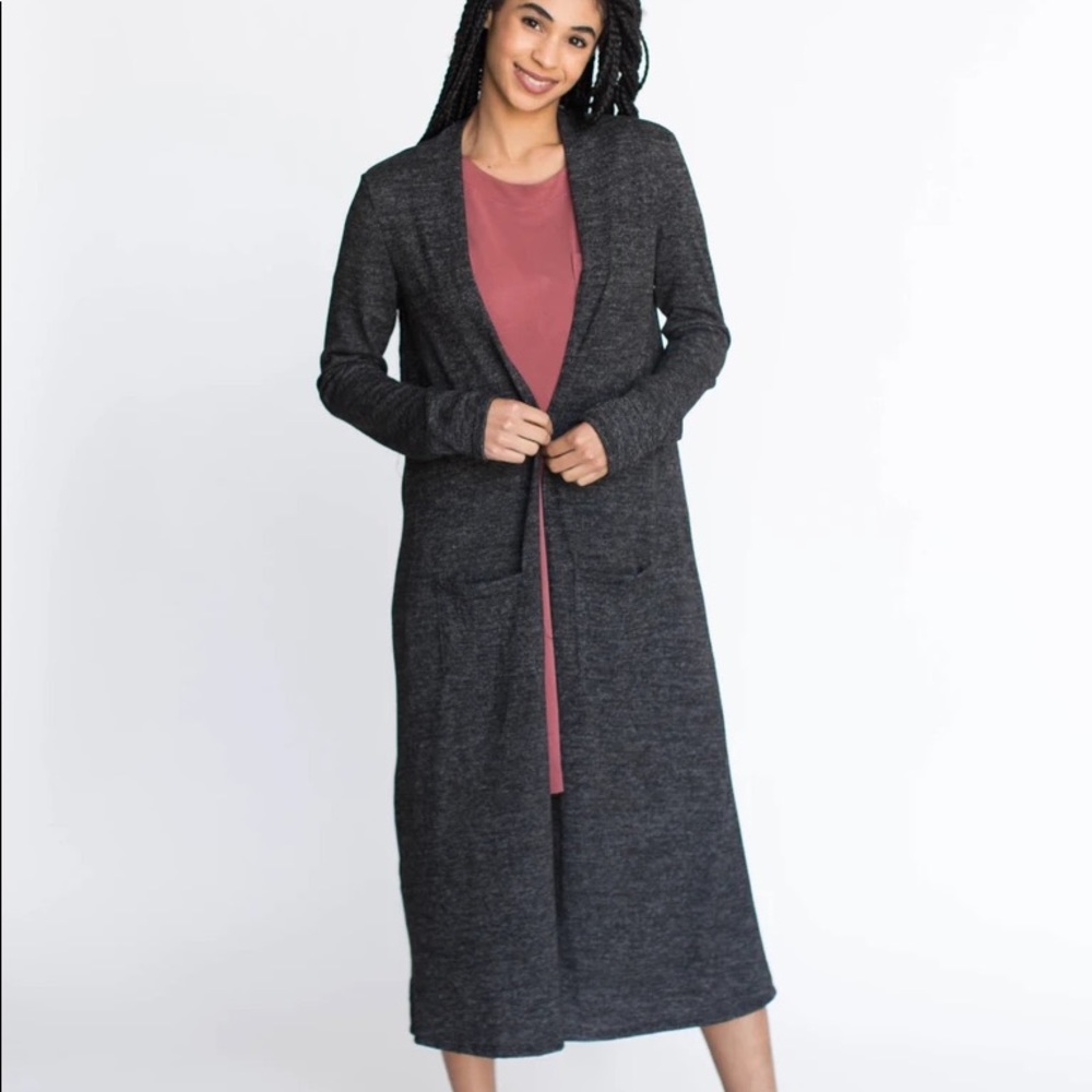 Agnes and Dora duster - marled black/gray - medium
